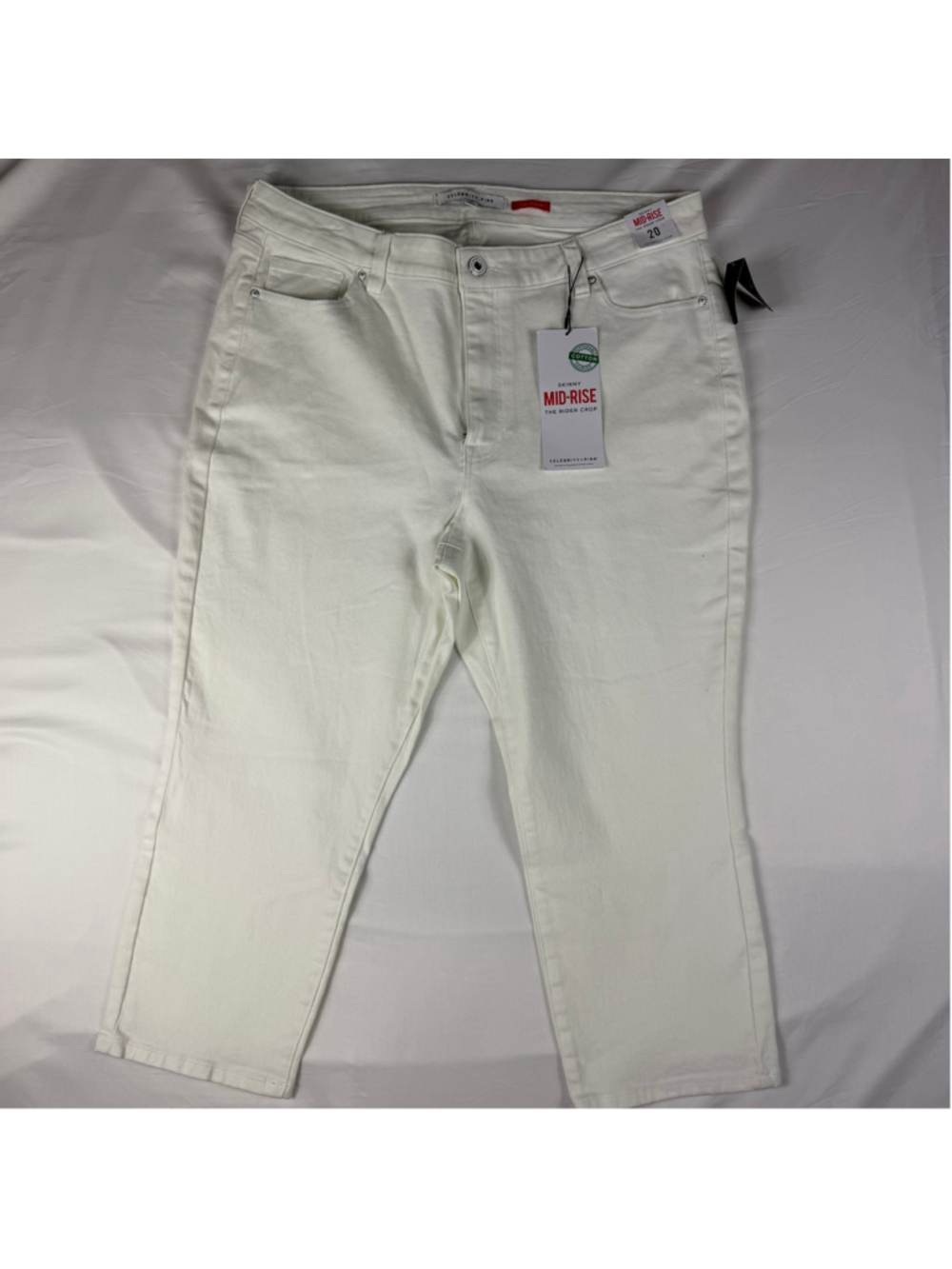 Celebrity Pink Rider Crop Jeans Womens 20 White Skinny Summer Coastal NWT Plus